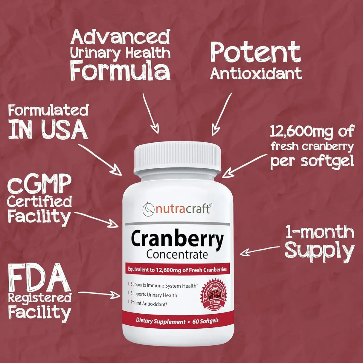 NUTRACRAFT - Nutracraft Cranberry Extract 60 Capsulas Blandas - The Red Vitamin MX - Suplementos Alimenticios - {{ shop.shopifyCountryName }}