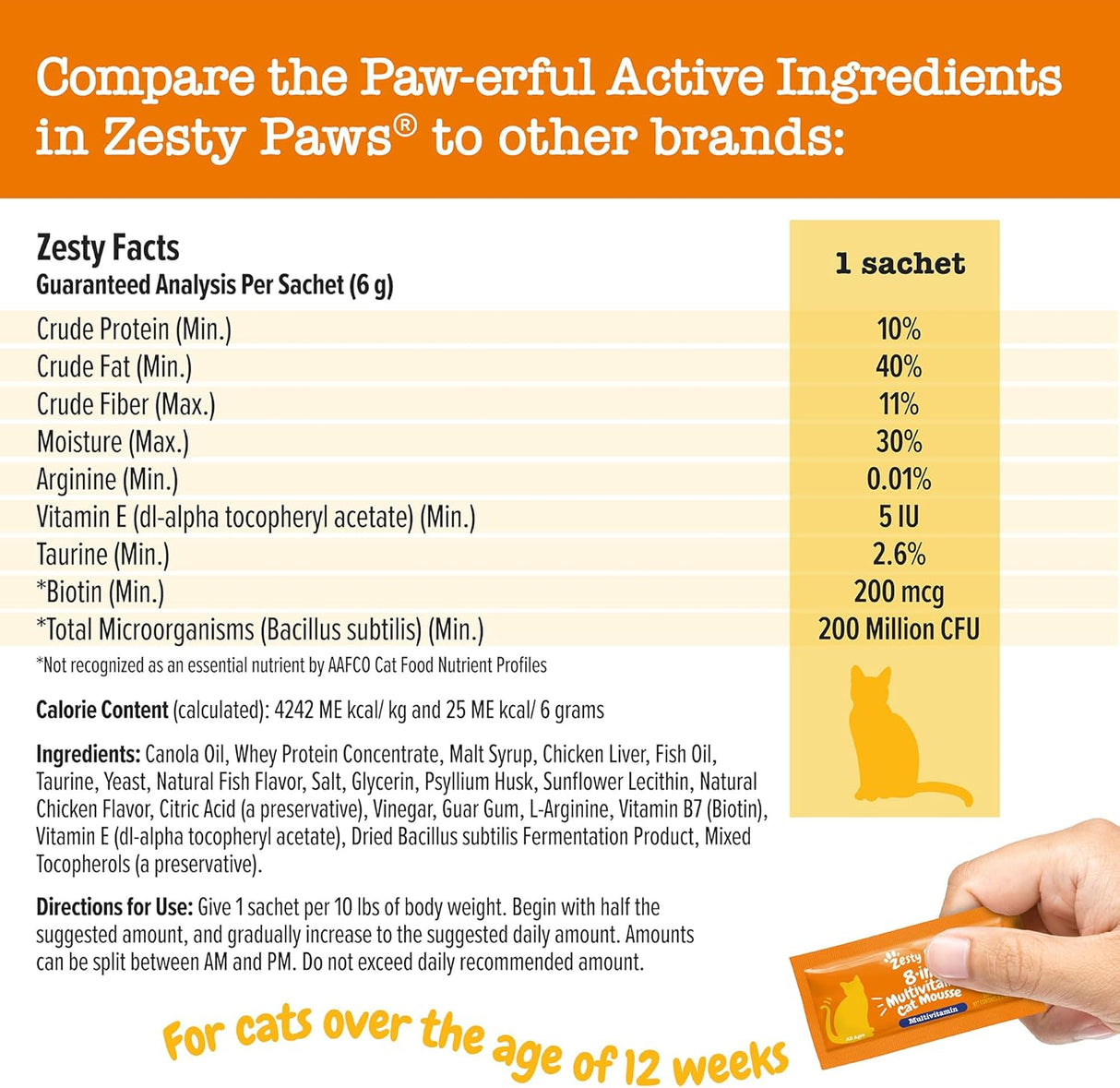 Zesty Paws 8-in-1 Multivitamin Cat Vitamins & Supplements Mousse 14 Paquetes