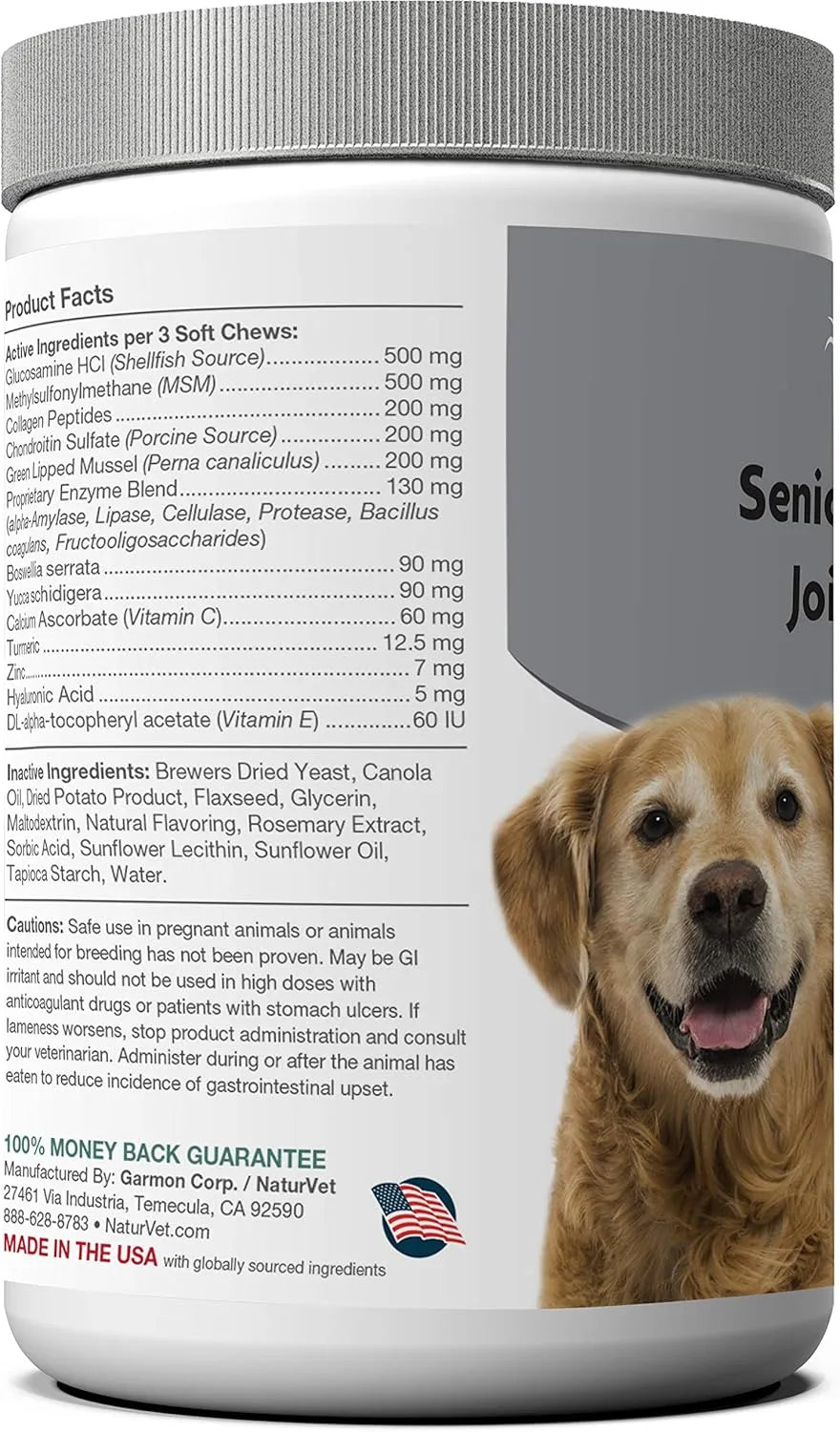 NATURVET - NaturVet Senior Advanced Joint Health Dog 120 Masticables - The Red Vitamin MX - Cuidado De Cadera Y Articulaciones Para Perros - {{ shop.shopifyCountryName }}