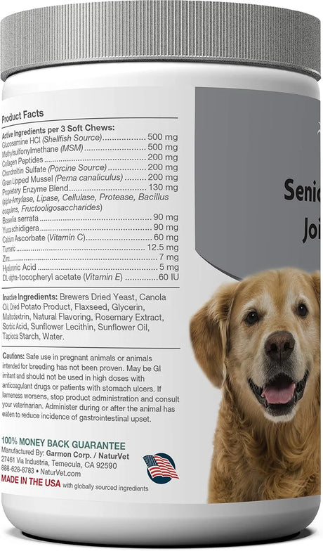 NATURVET - NaturVet Senior Advanced Joint Health Dog 120 Masticables - The Red Vitamin MX - Cuidado De Cadera Y Articulaciones Para Perros - {{ shop.shopifyCountryName }}