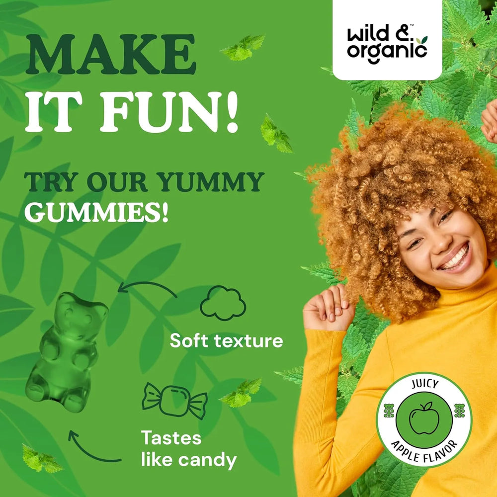 WILD & ORGANIC - Wild & Organic Stinging Nettle Root Gummies 7500Mg. 60 Gomitas - The Red Vitamin MX - Suplementos Alimenticios - {{ shop.shopifyCountryName }}