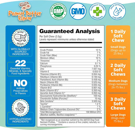 5STRANDS - 5Strands Dog Multivitamin Chews 10-in-1 Vitamins & Postbiotics Peanut Butter 90 Masticables - The Red Vitamin MX - Multivitamínicos Para Perros - {{ shop.shopifyCountryName }}