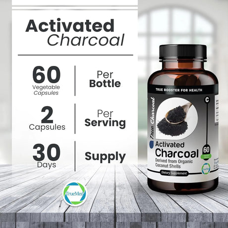 TRUEMED - TRUEMED Activated Charcoal Organic Coconut Shell Derived 1200Mg. 60 Capsulas - The Red Vitamin MX - Suplementos Alimenticios - {{ shop.shopifyCountryName }}