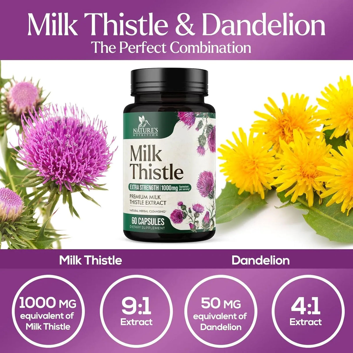 NATURE'S NUTRITION - Nature's Nutrition Milk Thistle 1000Mg. 60 Capsulas - The Red Vitamin MX - Suplementos Alimenticios - {{ shop.shopifyCountryName }}