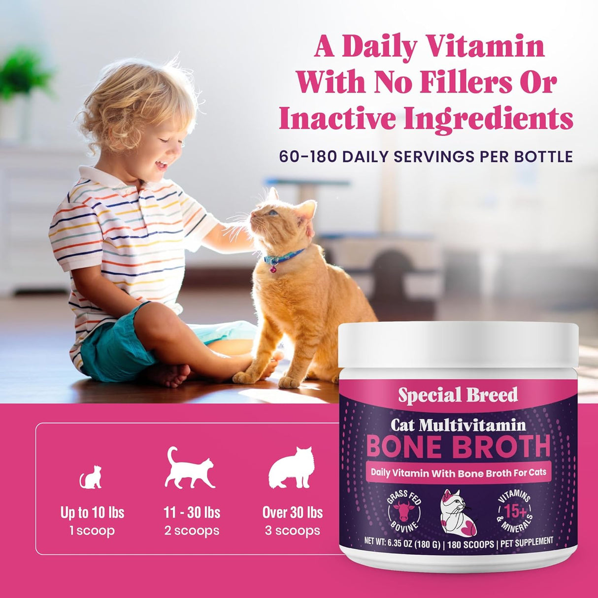 Special Breed Cat Multivitamin with Grass-Fed Beef Bone Broth 180Gr.