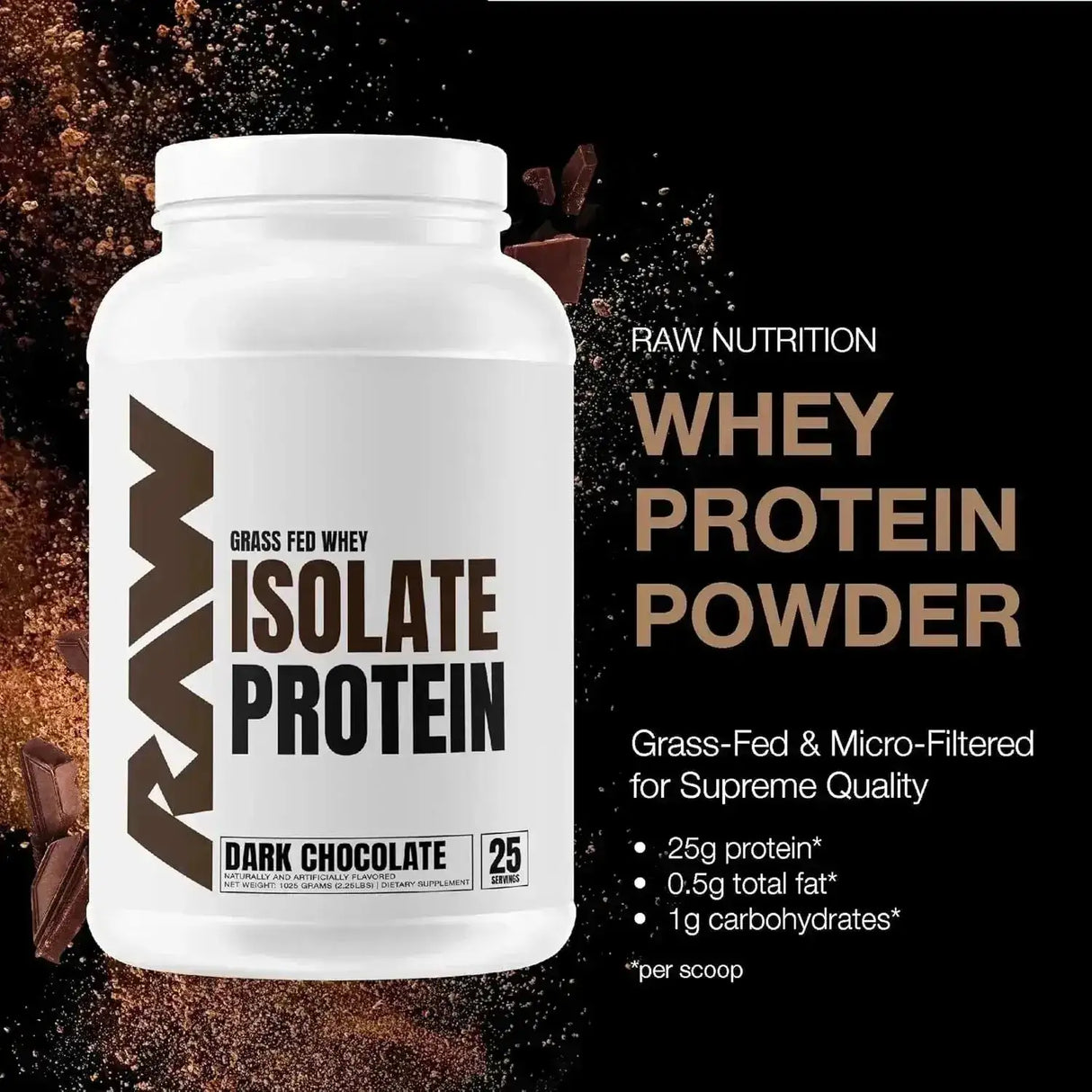 RAW - RAW Whey Isolate Protein Powder Dark Chocolate 25 Servicios 1025Gr. - The Red Vitamin MX - Suplementos Alimenticios - {{ shop.shopifyCountryName }}