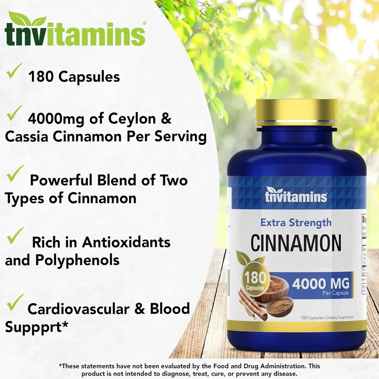 TNTVITAMINS - tnvitamins Ceylon Cinnamon 4000Mg. 180 Capsulas - The Red Vitamin MX - Suplementos Alimenticios - {{ shop.shopifyCountryName }}