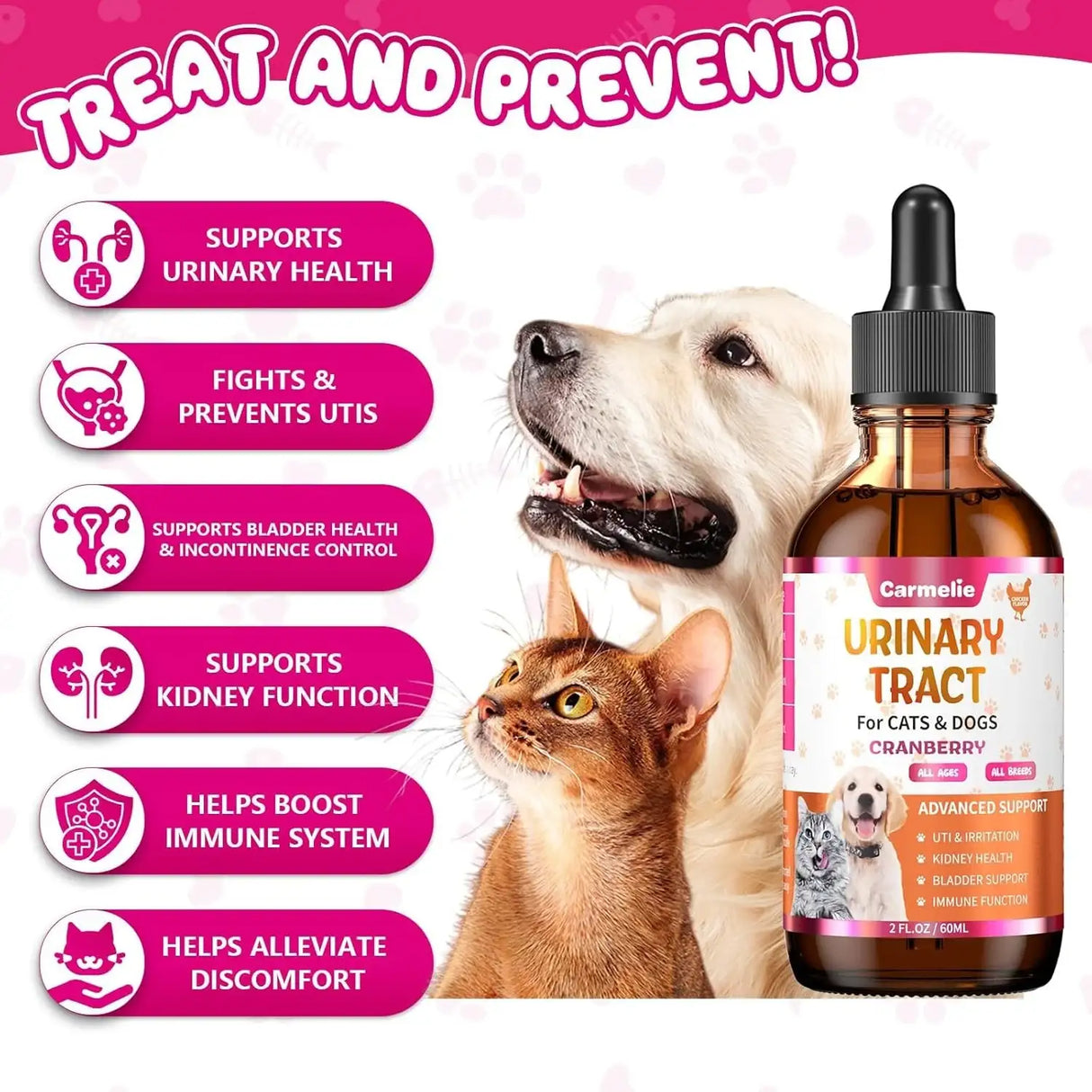 CARMELIE - Carmelie Cat & Dog Urinary Tract Support Drops with Cranberry 2 Fl.Oz. - The Red Vitamin MX - Salud De Tracto Urinario Para Perros - {{ shop.shopifyCountryName }}