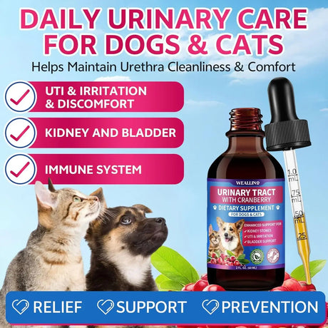 WEALLIN - WEALLIN Cat & Dog Natural Urinary Tract Infection Treatment with Cranberry 2 Fl.Oz. - The Red Vitamin MX - Salud De Tracto Urinario Para Perros - {{ shop.shopifyCountryName }}