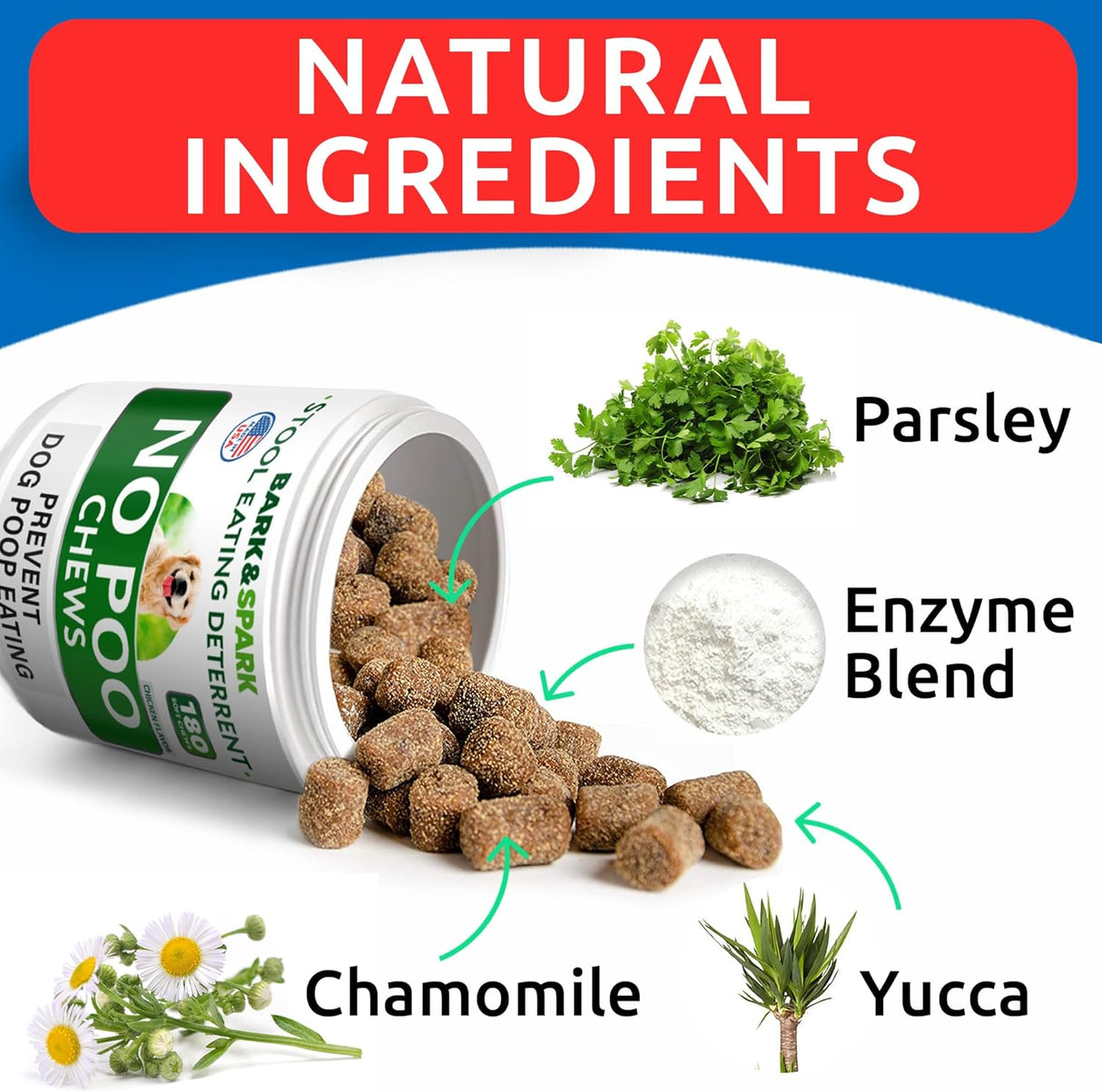 BARK&Spark No Poo Chews for Dogs 180 Masticables