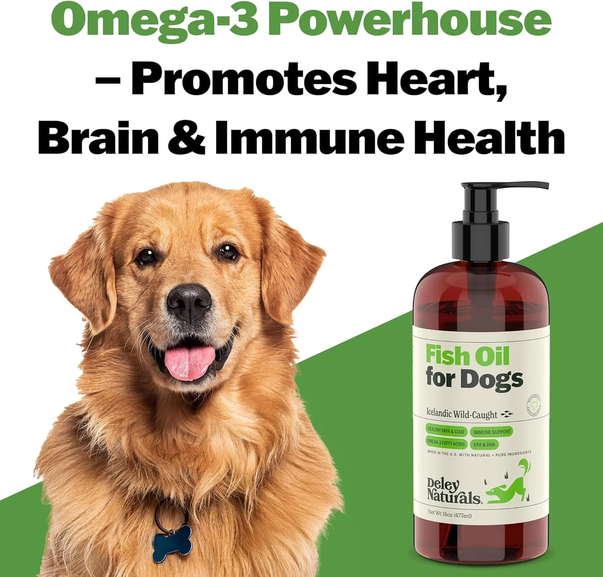DELEY NATURALS - Deley Naturals Dog Fish Oil Icelandic 2X Omega 16 Fl.Oz. - The Red Vitamin MX - Aceite De Pescado Para Perros - {{ shop.shopifyCountryName }}