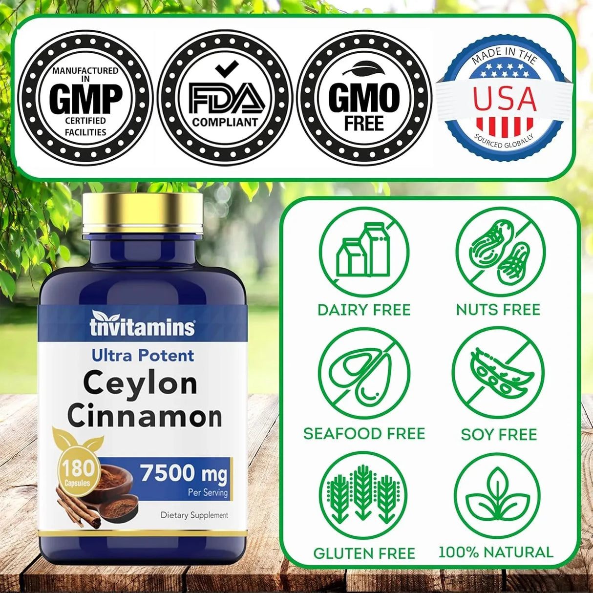 TNTVITAMINS - tnvitamins Ceylon Cinnamon 7500Mg. 180 Capsulas - The Red Vitamin MX - Suplementos Alimenticios - {{ shop.shopifyCountryName }}