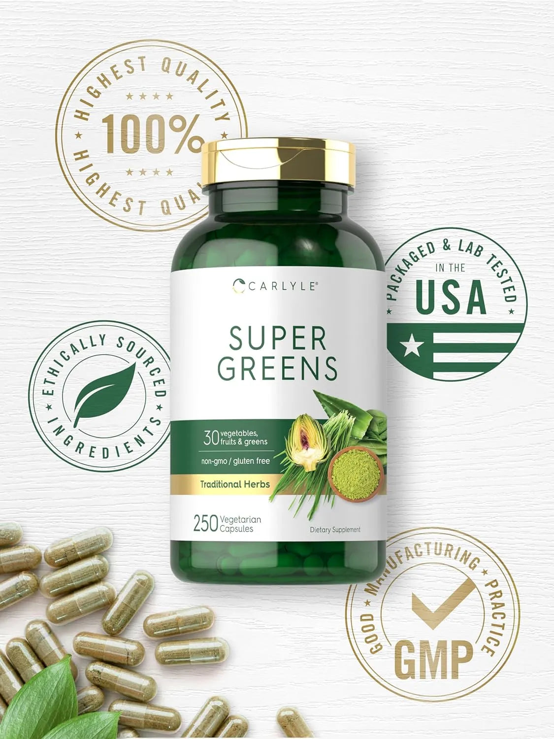 CARLYLE - Carlyle Super Greens 250 Capsulas - The Red Vitamin MX - Suplementos Alimenticios - {{ shop.shopifyCountryName }}