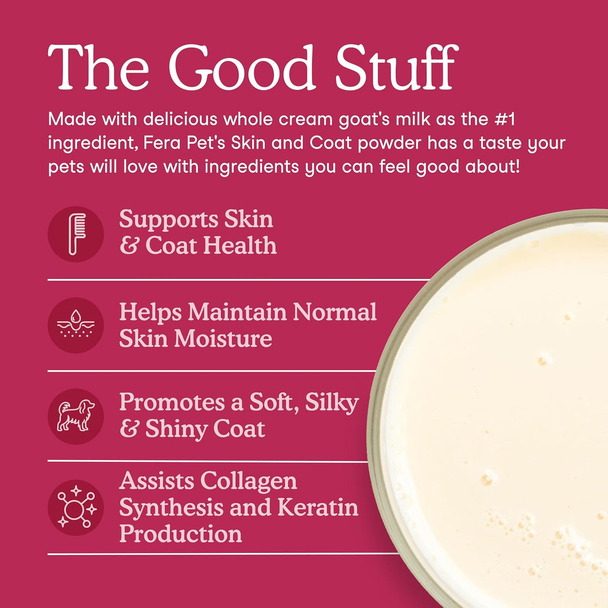 Fera Pet Organics Skin & Coat Goat Milk Cat & Dog 60 Servicios 180Gr.