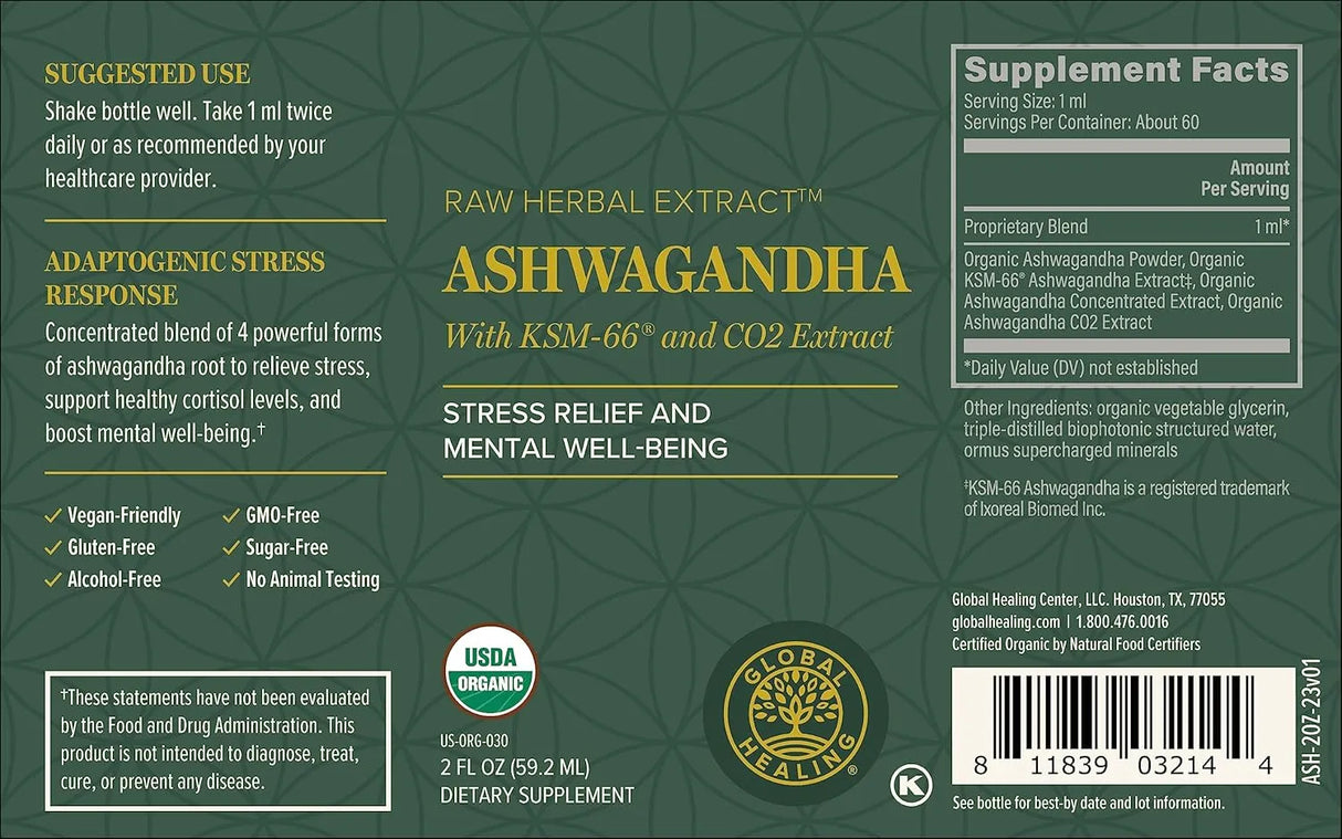 GLOBAL HEALING CENTER - Global Healing Center Organic Ashwagandha Drops 2 Fl.Oz. - The Red Vitamin MX - Suplementos Alimenticios - {{ shop.shopifyCountryName }}