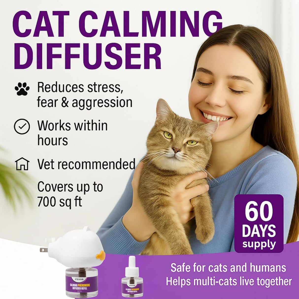ETEVIVO Cat Calming Pheromone Diffuser 4 Pack