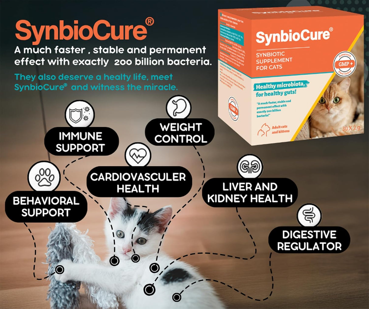 SynbioCure Probiotics & Prebiotics for Cats 30 Paquetes