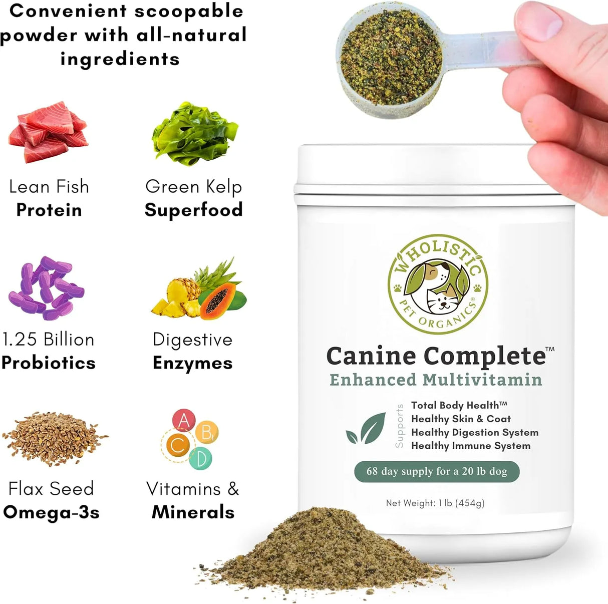 WHOLISTIC PET ORGANICS - Wholistic Pet Organics Canine Complete Dog Multivitamin 454Gr. - The Red Vitamin MX - Multivitamínicos Para Perros - {{ shop.shopifyCountryName }}