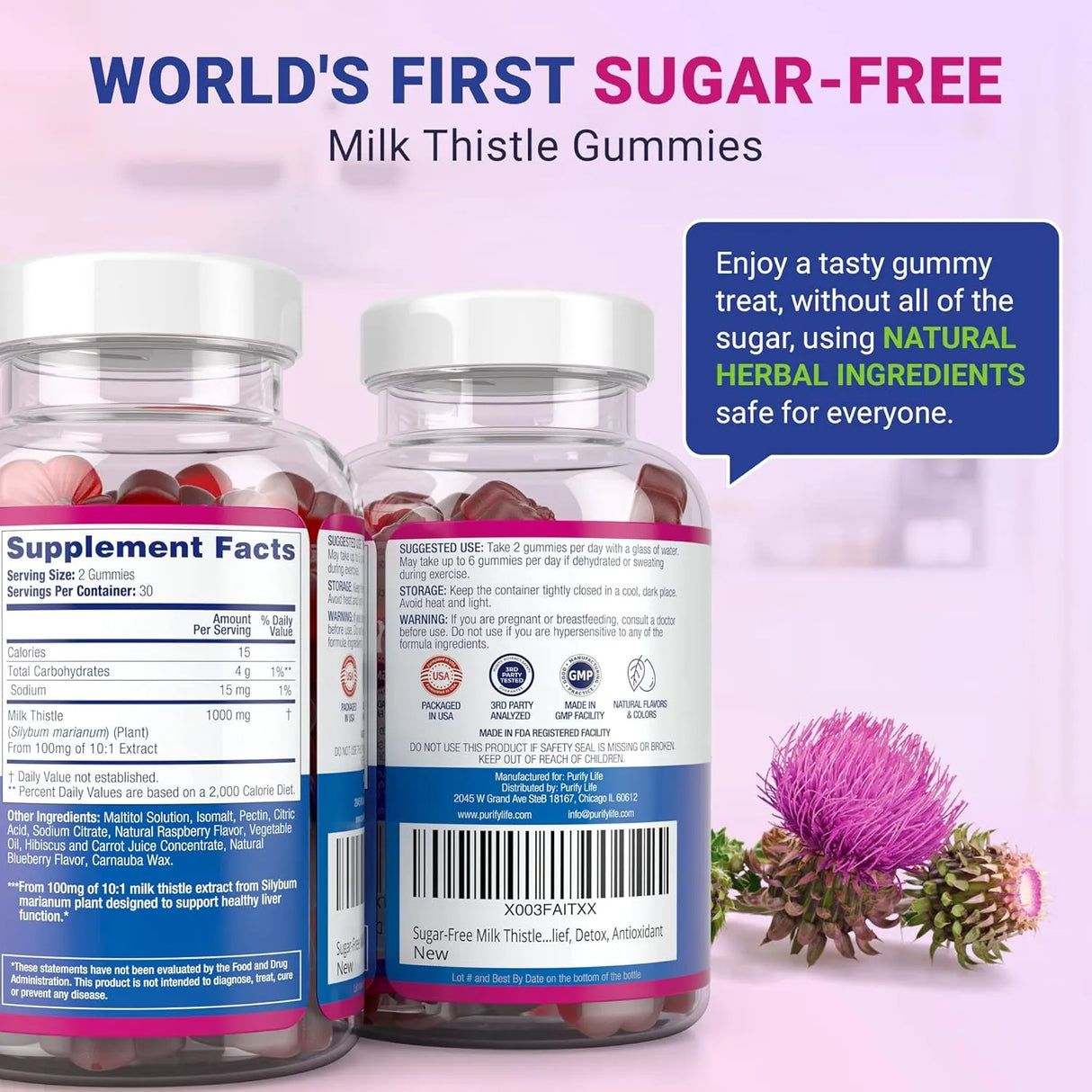 PURIFY LIFE - Purify Life Sugar-Free Milk Thistle Gummies 60 Gomitas - The Red Vitamin MX - Suplementos Alimenticios - {{ shop.shopifyCountryName }}