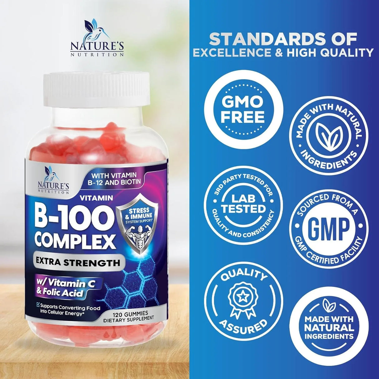 NATURE'S NUTRITION - Nature's Nutrition B-100 Complex Gummy 120 Gomitas - The Red Vitamin MX - Suplementos Alimenticios - {{ shop.shopifyCountryName }}