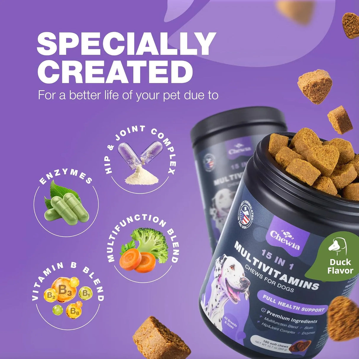 CHEWIA - CHEWIA 15 in 1 Dog Multivitamin Chews 180 Masticables - The Red Vitamin MX - Multivitamínicos Para Perros - {{ shop.shopifyCountryName }}