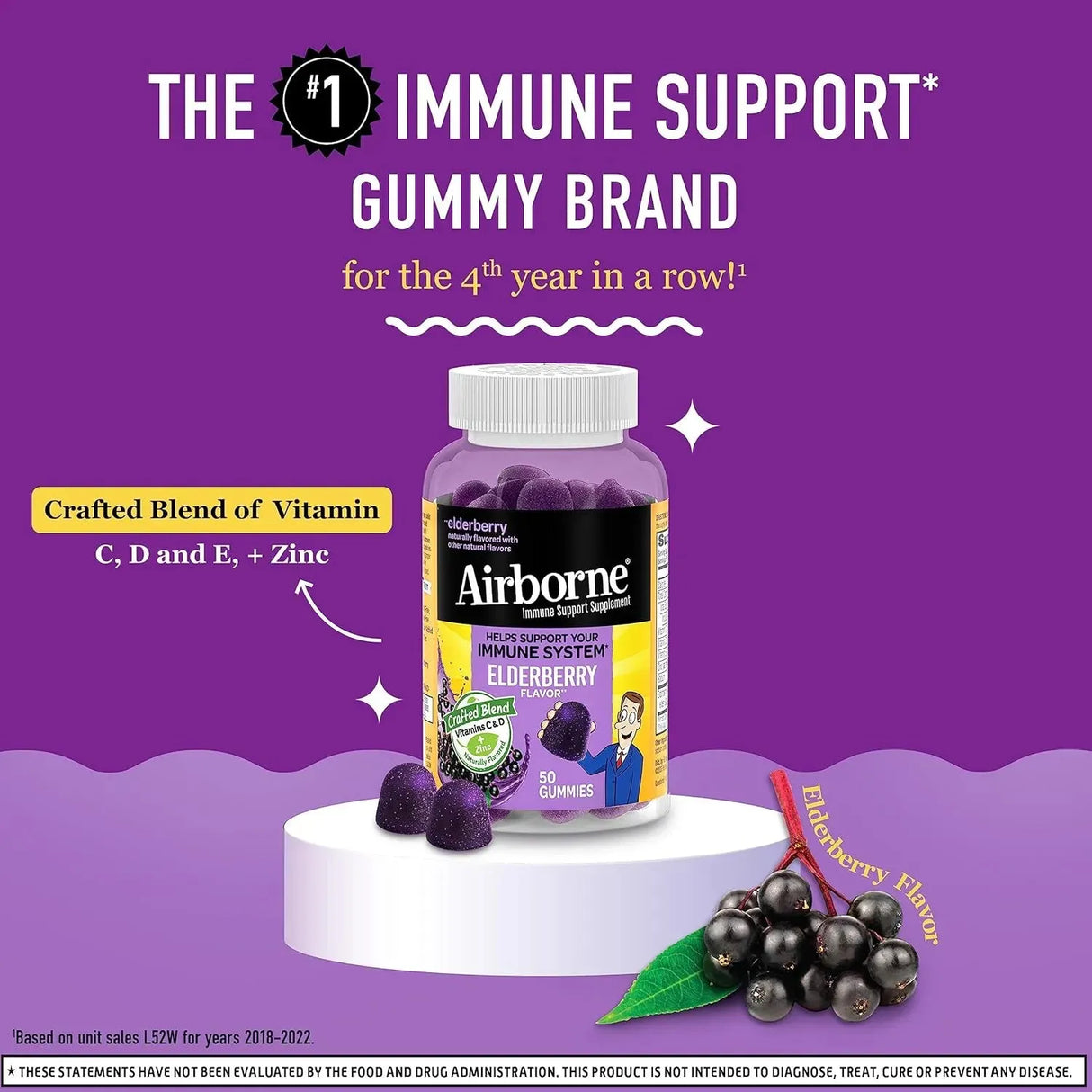 AIRBORNE - Airborne Elderberry + Zinc & Vitamin C Gummies 50 Gomitas - The Red Vitamin MX - Suplementos Alimenticios - {{ shop.shopifyCountryName }}