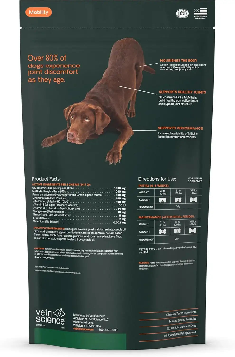 VETRISCIENCE - VetriScience GlycoFlex Ultimate Strength Healthy Hip & Joint Bacon Flavor 120 Masticables - The Red Vitamin MX - Cuidado De Cadera Y Articulaciones Para Perros - {{ shop.shopifyCountryName }}