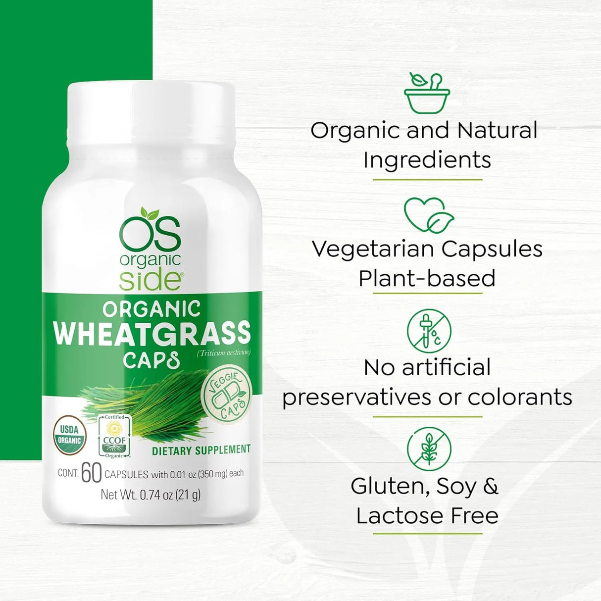 ORGANIC SIDE - OS Organic Side Wheatgrass 60 Capsulas - The Red Vitamin MX - Suplementos Alimenticios - {{ shop.shopifyCountryName }}