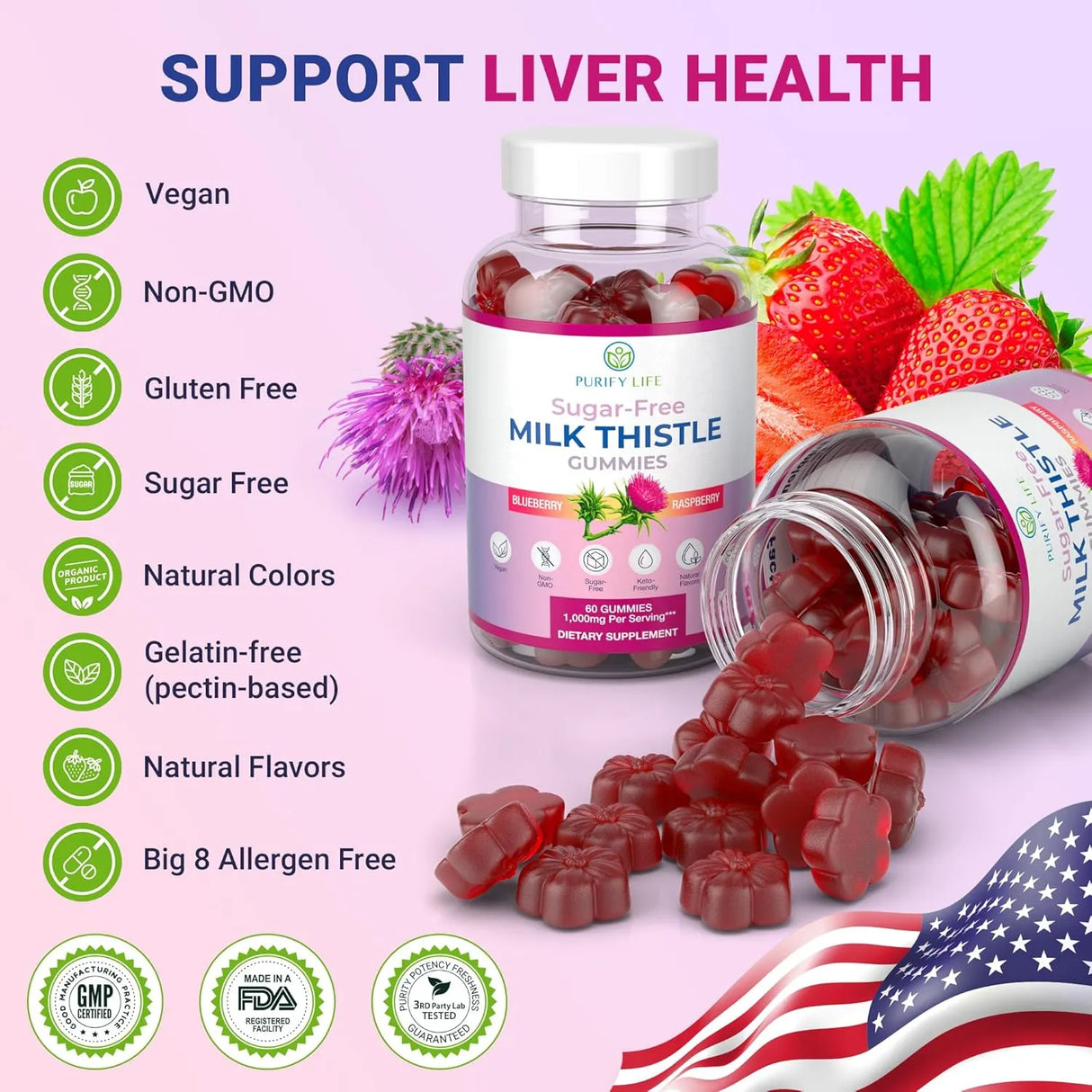 PURIFY LIFE - Purify Life Sugar-Free Milk Thistle Gummies 60 Gomitas - The Red Vitamin MX - Suplementos Alimenticios - {{ shop.shopifyCountryName }}