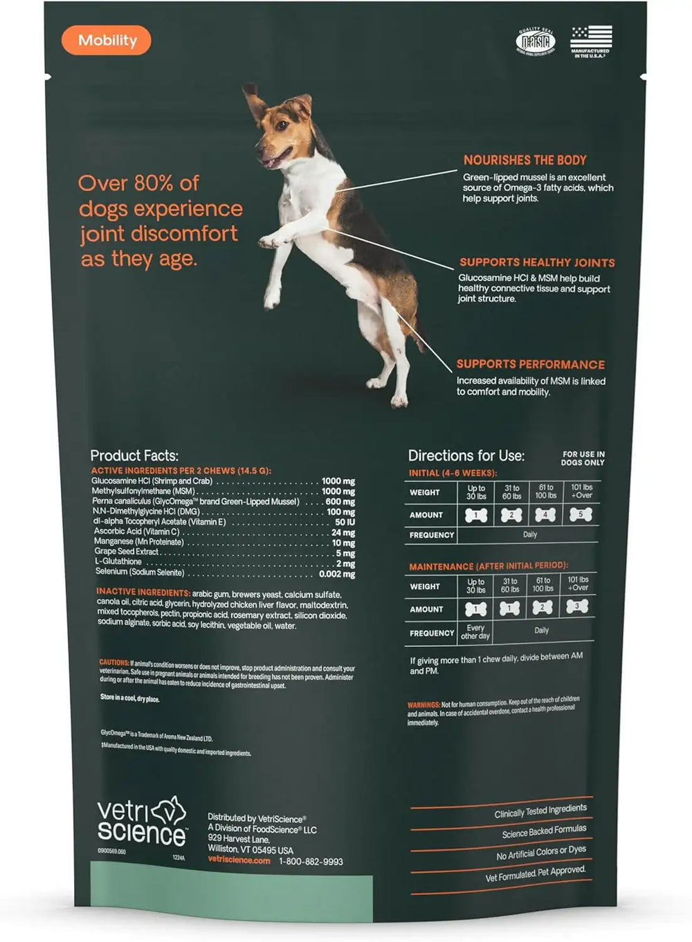 VETRISCIENCE - VetriScience Extra Strength Healthy Hip & Joint Chews 60 Masticables - The Red Vitamin MX - Cuidado De Cadera Y Articulaciones Para Perros - {{ shop.shopifyCountryName }}