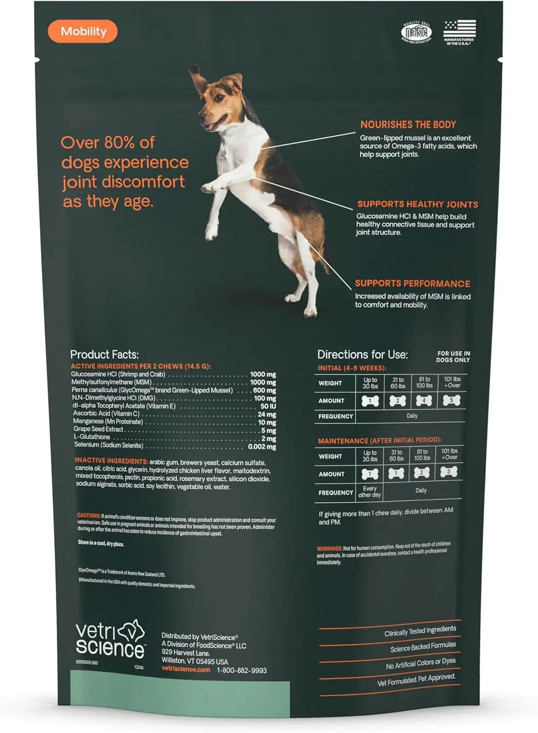 VETRISCIENCE - VetriScience Extra Strength Healthy Hip & Joint Chews 60 Masticables - The Red Vitamin MX - Cuidado De Cadera Y Articulaciones Para Perros - {{ shop.shopifyCountryName }}