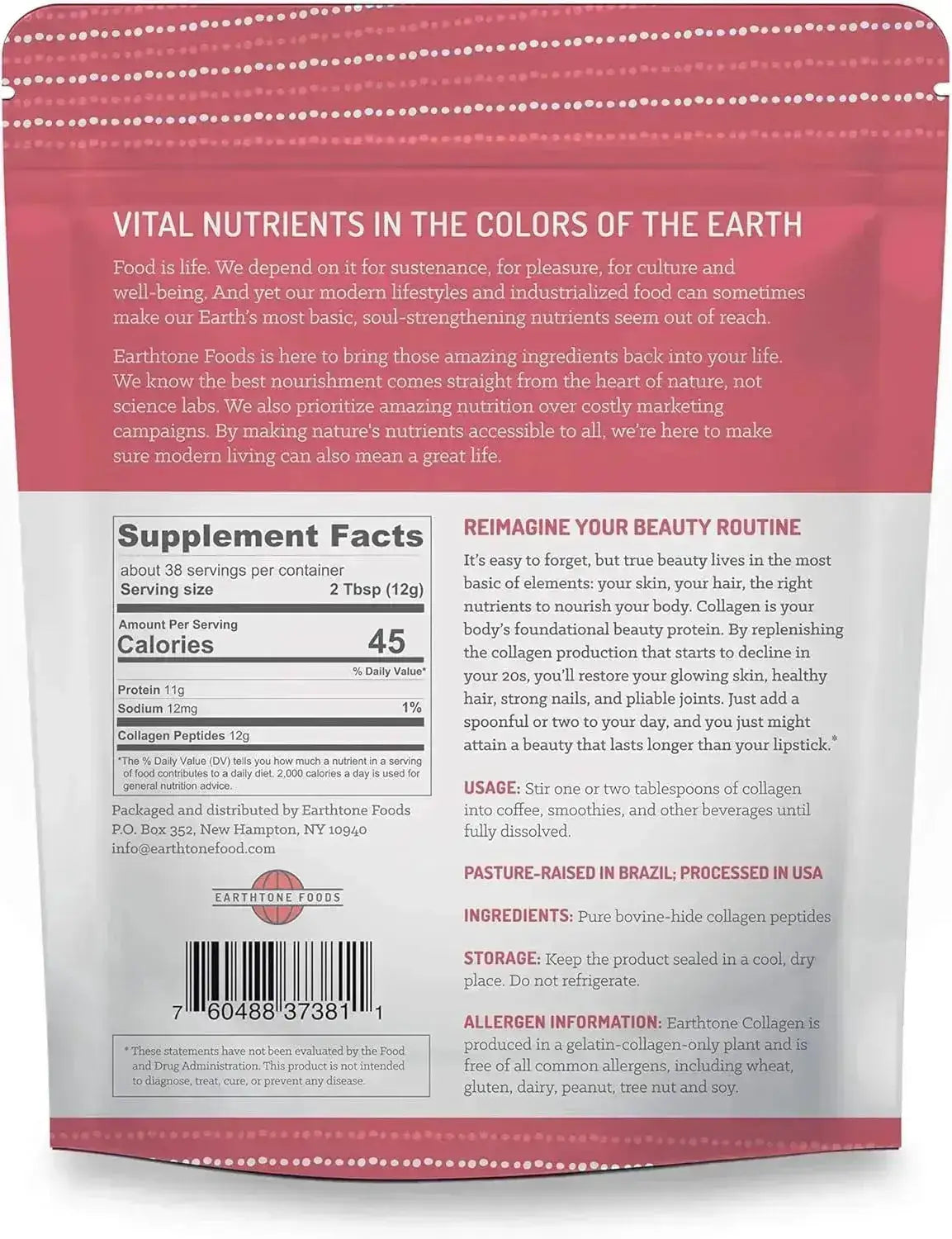 EARTHTONE - EARTHTONE Collagen Peptides Powder 454Gr. - The Red Vitamin MX - Suplementos Alimenticios - {{ shop.shopifyCountryName }}