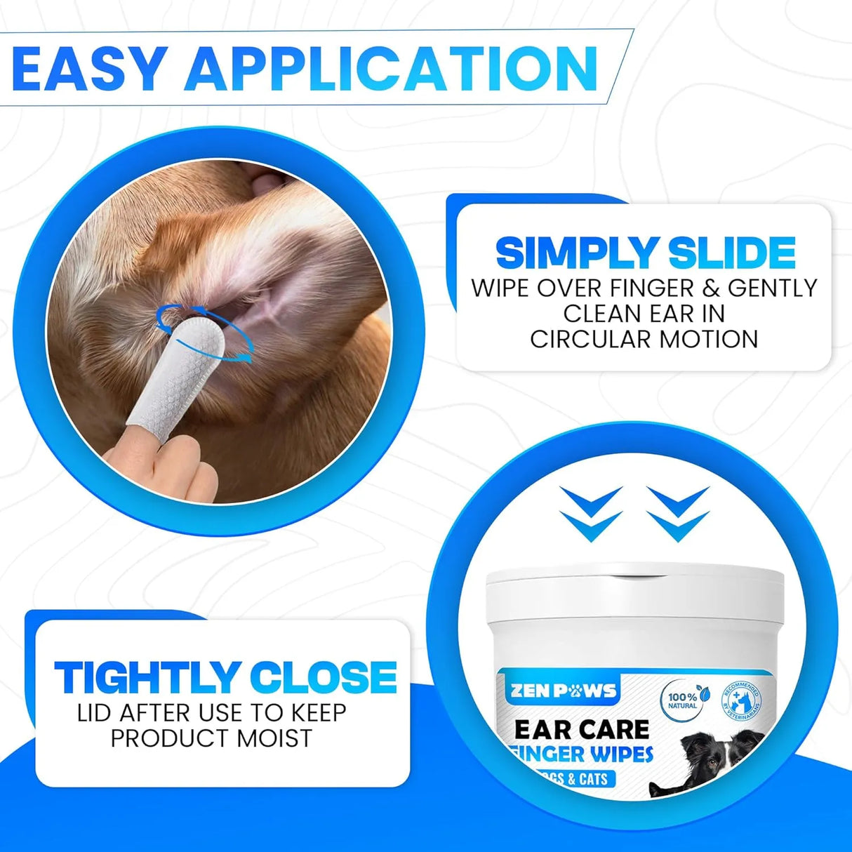 ZENPAWS - Zenpaws Dogs & Cats Ear Cleaner Finger Wipes 50 Toallitas - The Red Vitamin MX - Cuidado Del Oído De Perros - {{ shop.shopifyCountryName }}