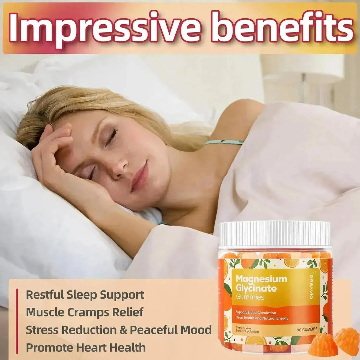 DREAVIO - DREAVIO Magnesium Glycinate Gummies 400Mg. Orange 90 Gomitas - The Red Vitamin MX - Suplementos Alimenticios - {{ shop.shopifyCountryName }}