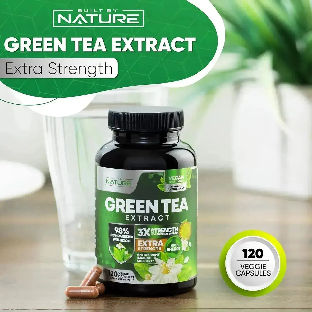 BUILT BY NATURE - Built by Nature Green Tea Extract 120 Capsulas - The Red Vitamin MX - Suplementos Alimenticios - {{ shop.shopifyCountryName }}