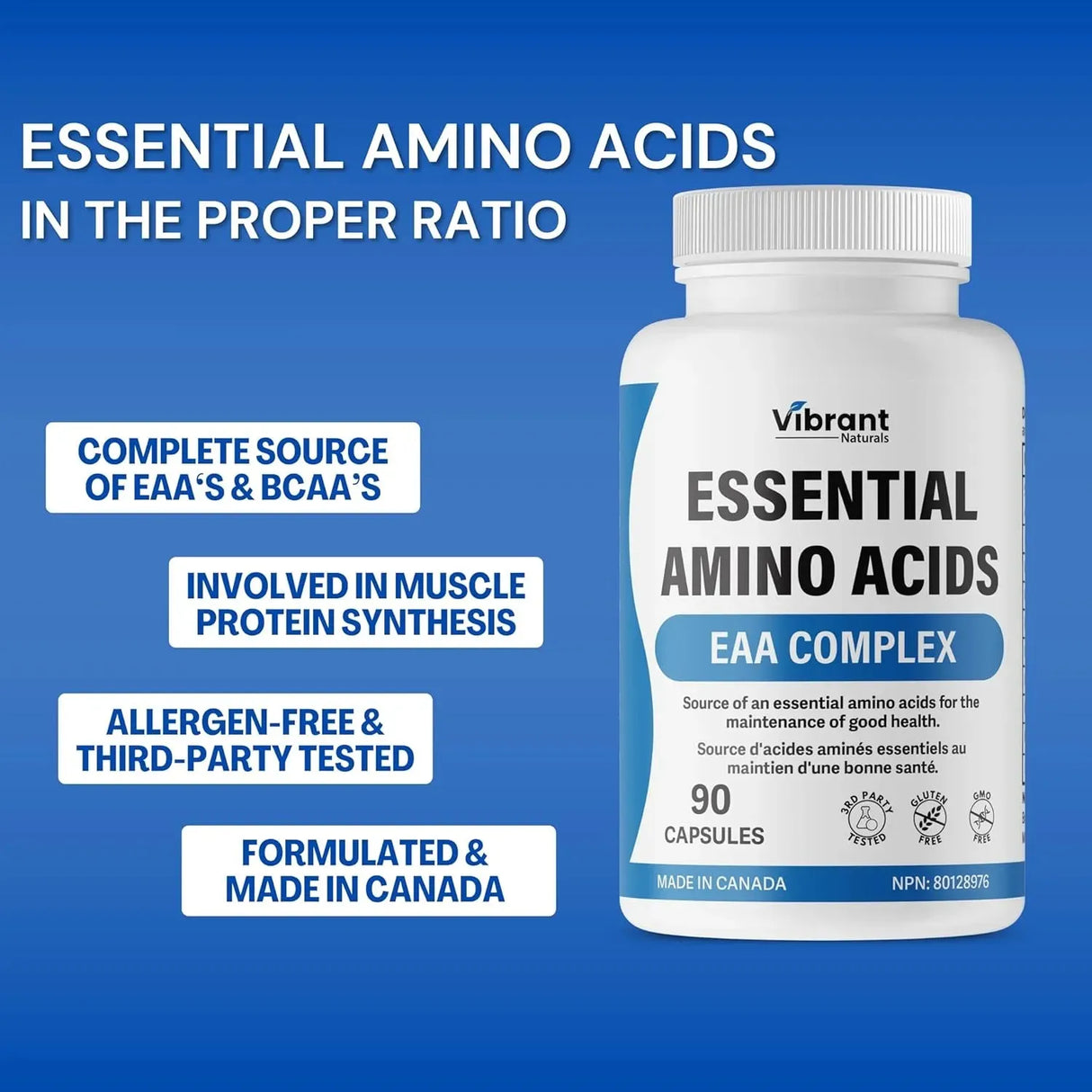 VIBRANTS NATURALS - Vibrant Naturals Essential Amino Acids 90 Capsulas - The Red Vitamin MX - Suplementos Alimenticios - {{ shop.shopifyCountryName }}