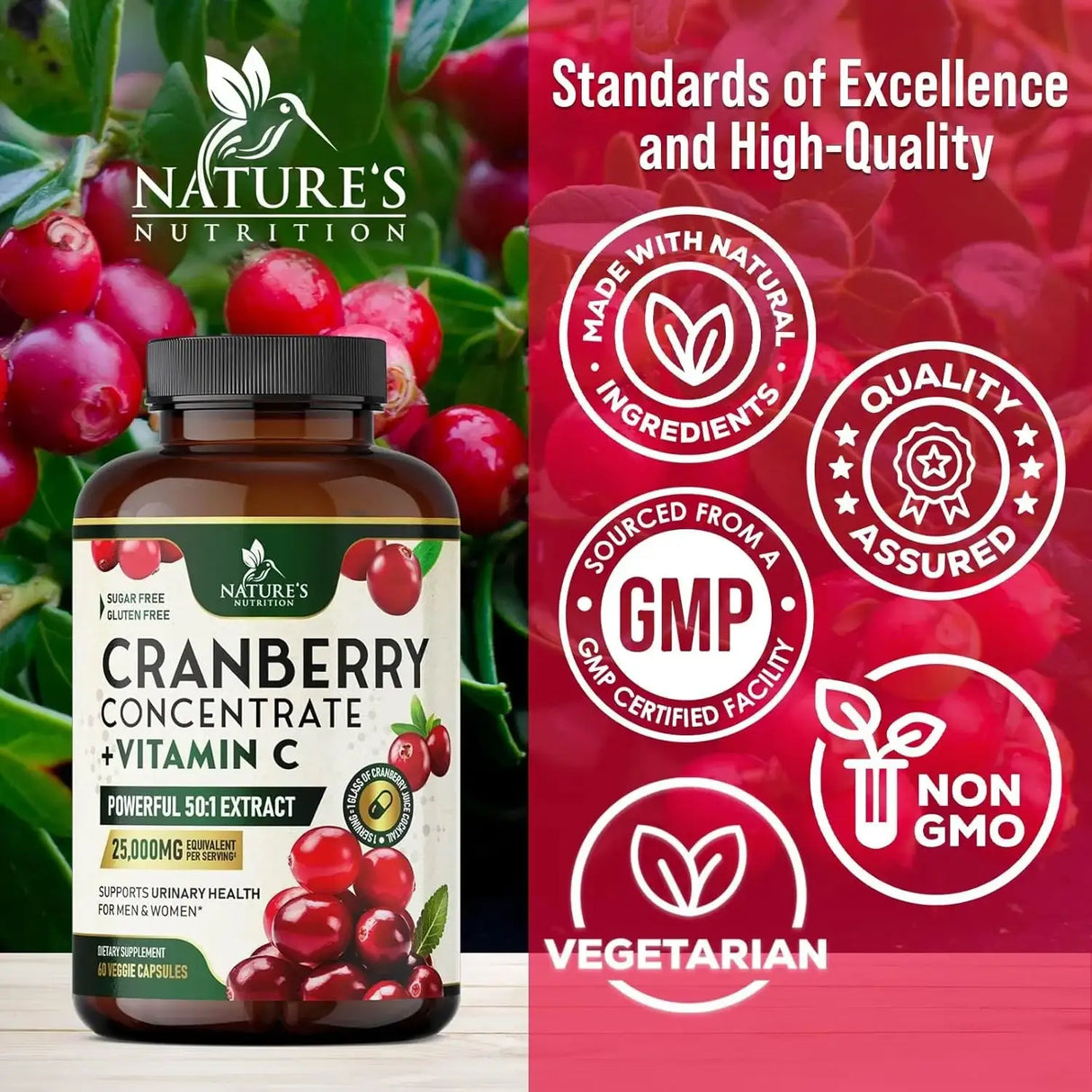 NATURE'S NUTRITION - Nature's Nutrition Cranberry + Vitamin C 60 Capsulas - The Red Vitamin MX - Suplementos Alimenticios - {{ shop.shopifyCountryName }}