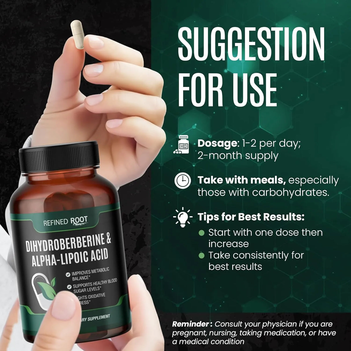 REFINED ROOT - Refined Root Dihydroberberine 300Mg. 120 Capsulas - The Red Vitamin MX - Suplementos Alimenticios - {{ shop.shopifyCountryName }}