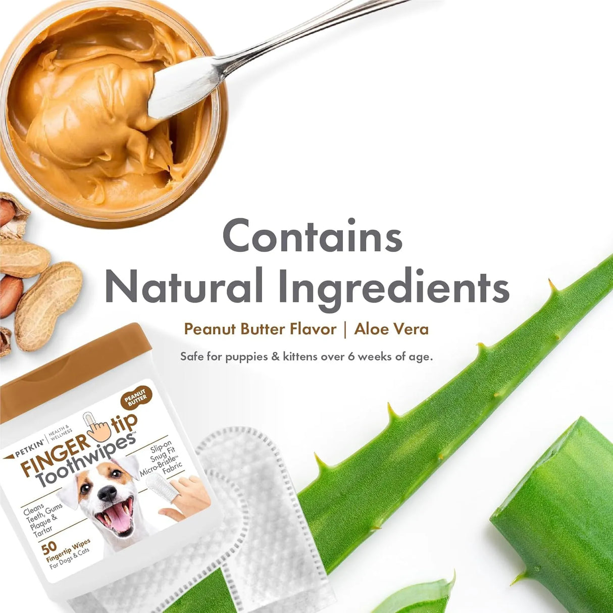 PETKIN - Petkin Fingertip Tooth Wipes for Dogs and Cats Peanut Butter 50 Toallitas - The Red Vitamin MX - Cuidado Dental Para Perros - {{ shop.shopifyCountryName }}