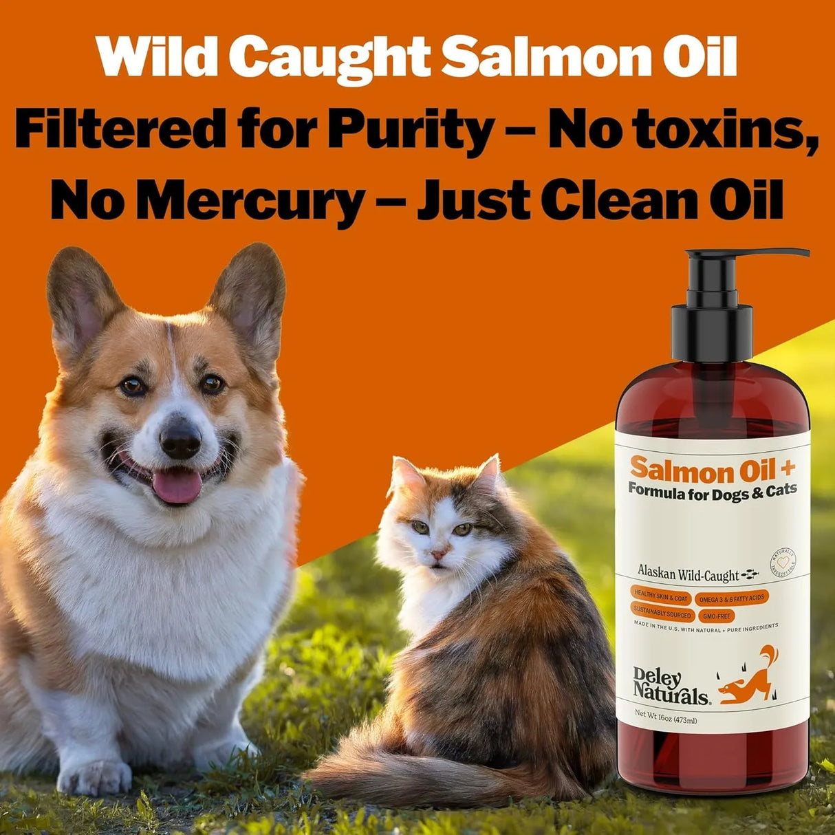 DELEY NATURALS - Deley Naturals Wild Alaskan Salmon Oil for Dogs 16 Fl.Oz. - The Red Vitamin MX - Aceite De Pescado Para Perros - {{ shop.shopifyCountryName }}