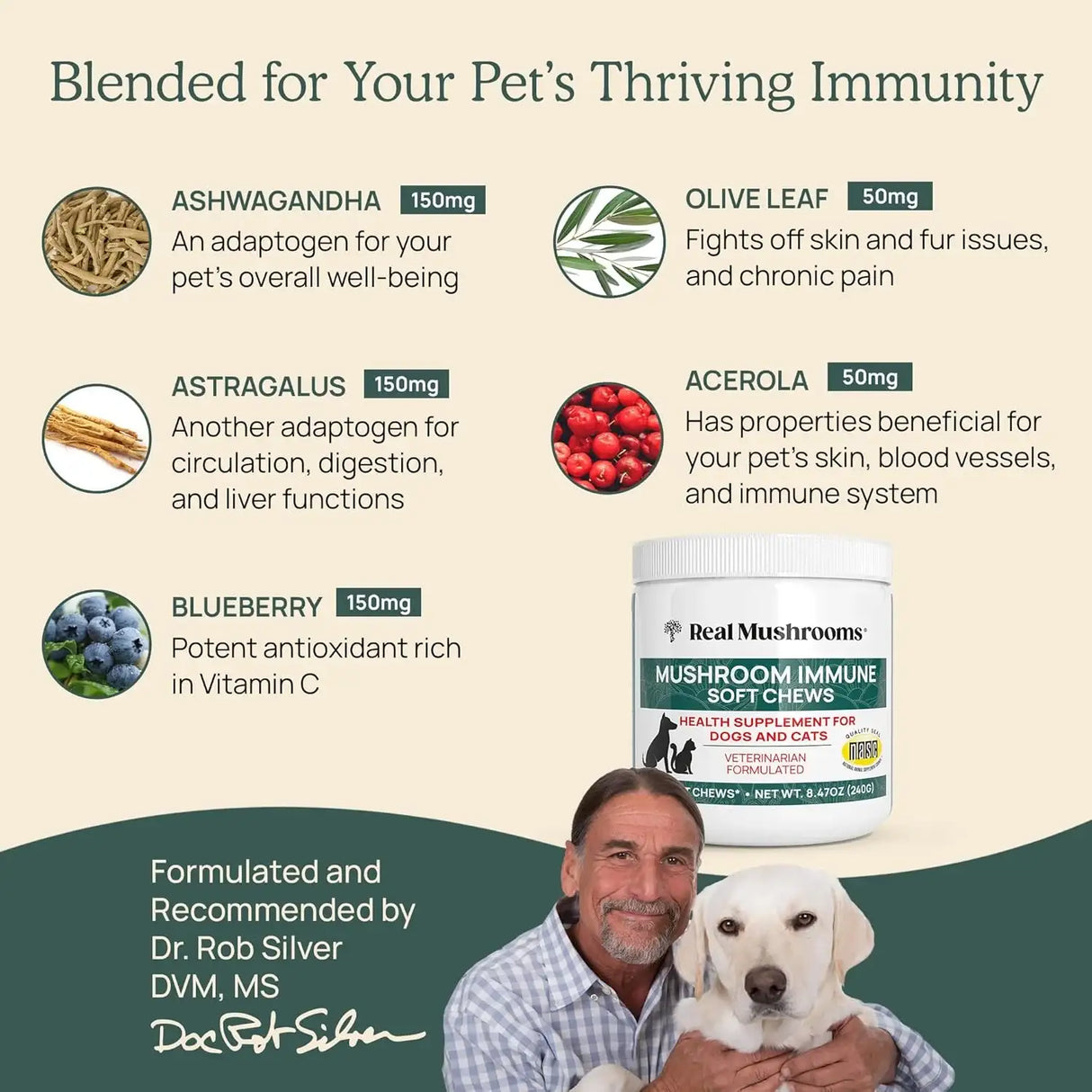 REAL MUSHROOMS - Real Mushrooms Immune Soft Chews for Pets 60 Masticables - The Red Vitamin MX - Suplementos Herbales Para Perros - {{ shop.shopifyCountryName }}