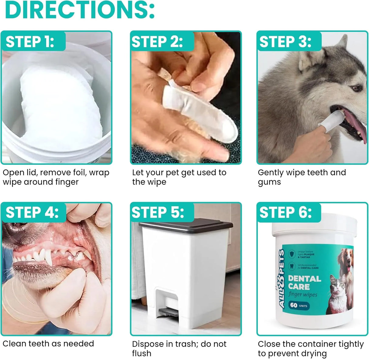 ALL 4 PETS - All 4 Pets Dog Dental Wipes 60 Toallitas - The Red Vitamin MX - Cuidado Dental Para Perros - {{ shop.shopifyCountryName }}