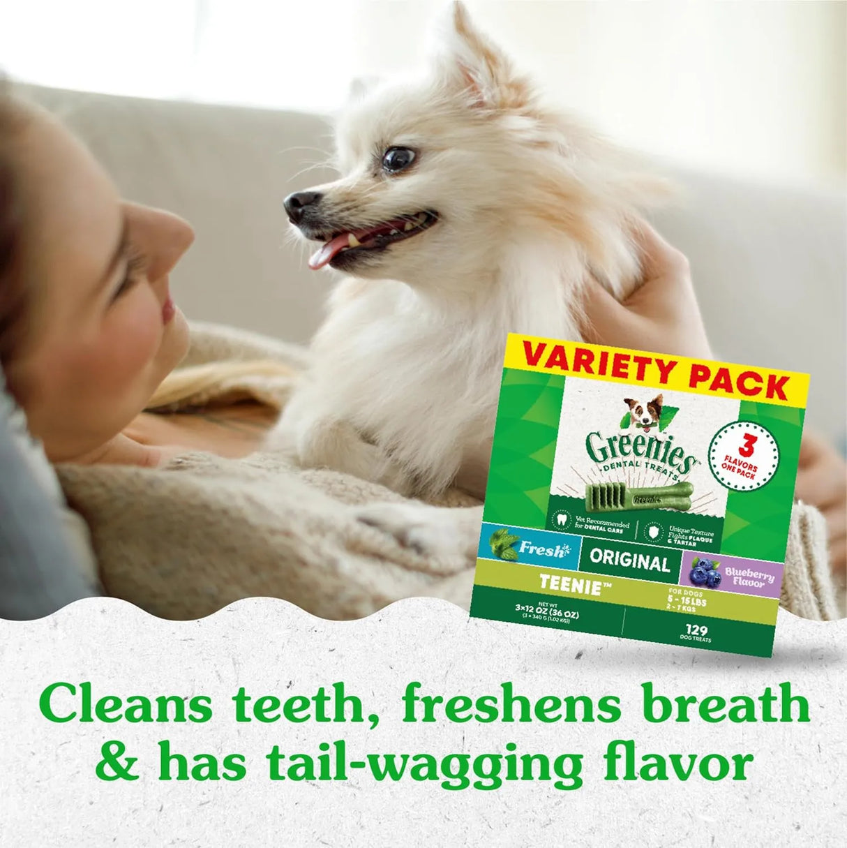 GREENIES - Greenies Teenie Natural Dog Dental Care Chews Oral Health Dog Treats 3-Flavor Variety Pack 129 Piezas - The Red Vitamin MX - Cuidado Dental Para Perros - {{ shop.shopifyCountryName }}