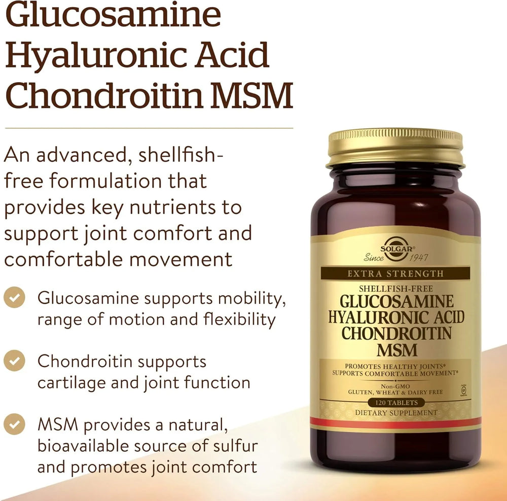 SOLGAR - Solgar Glucosamine Hyaluronic Acid Chondroitin MSM 120 Tabletas - The Red Vitamin MX - Suplementos Alimenticios - {{ shop.shopifyCountryName }}