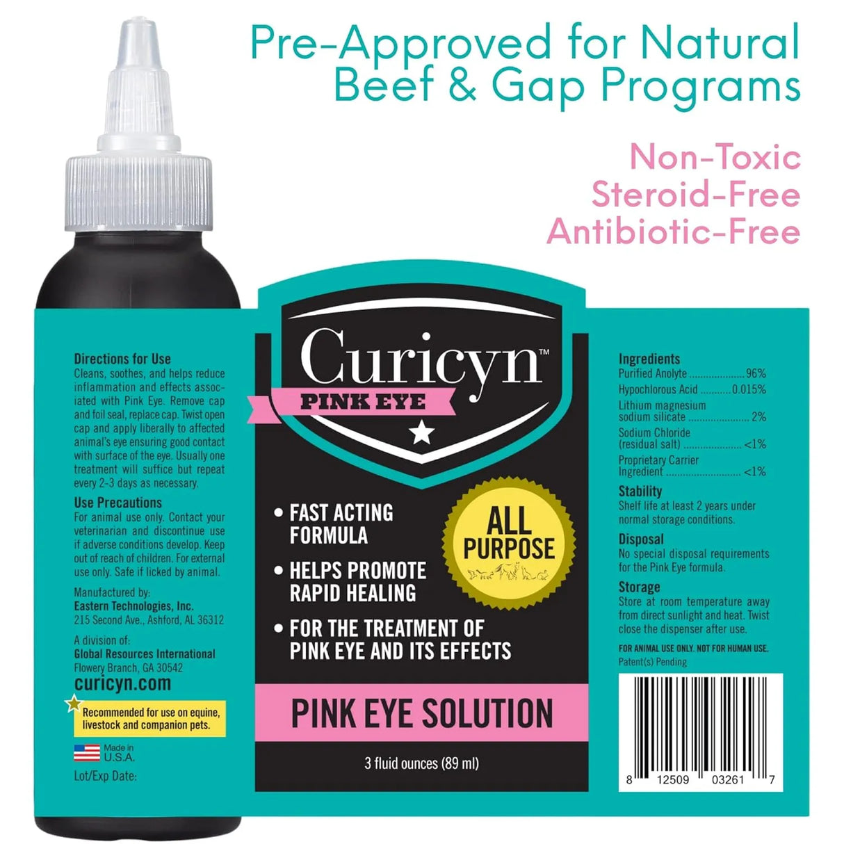 CURICYN - Curicyn Pink Eye Solution 3 Fl.Oz. - The Red Vitamin MX - Cuidado De Los Ojos De Los Perros - {{ shop.shopifyCountryName }}