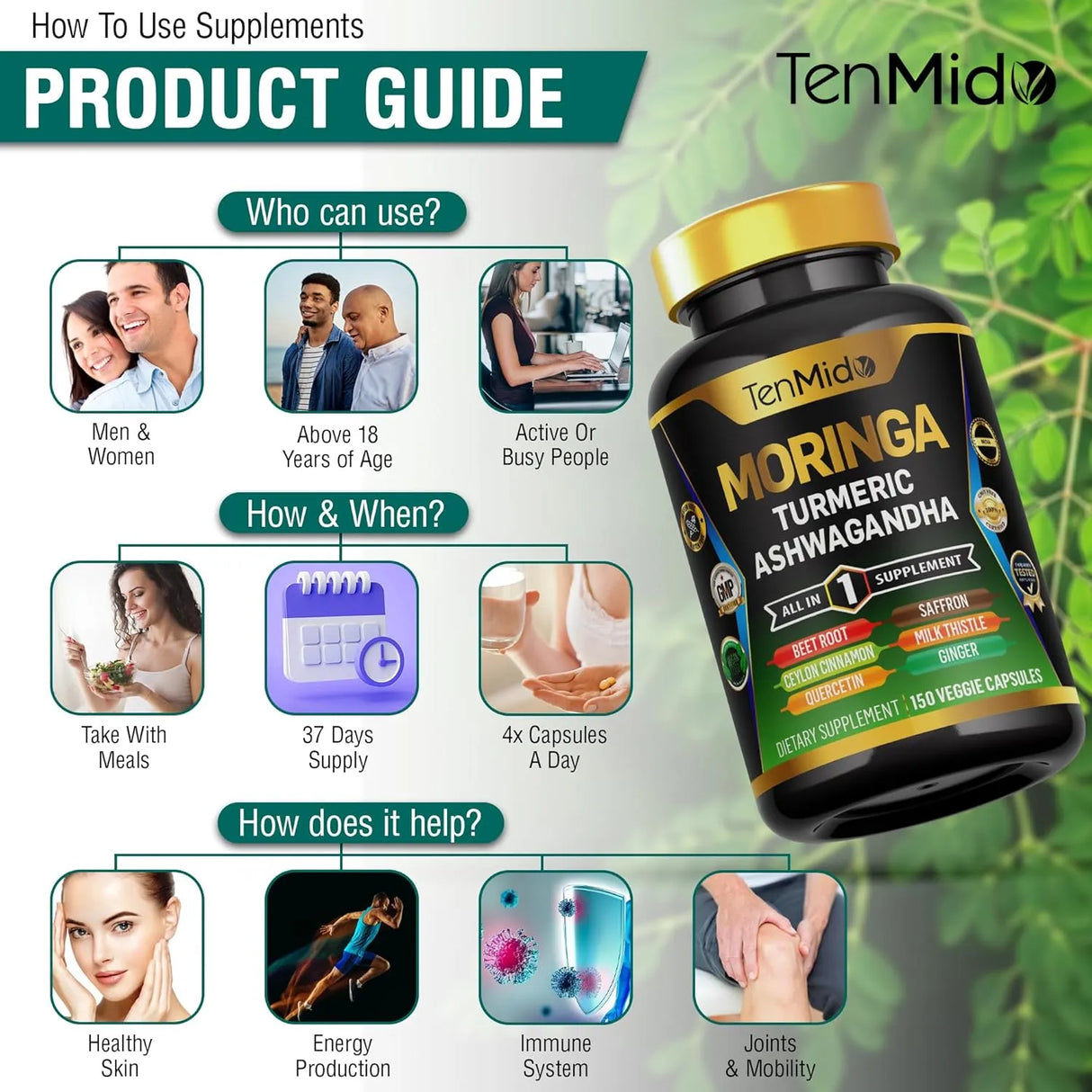 TENMIDO - Tenmido Moringa Oleifera 10in1 Formula 150 Capsulas - The Red Vitamin MX - Suplementos Alimenticios - {{ shop.shopifyCountryName }}