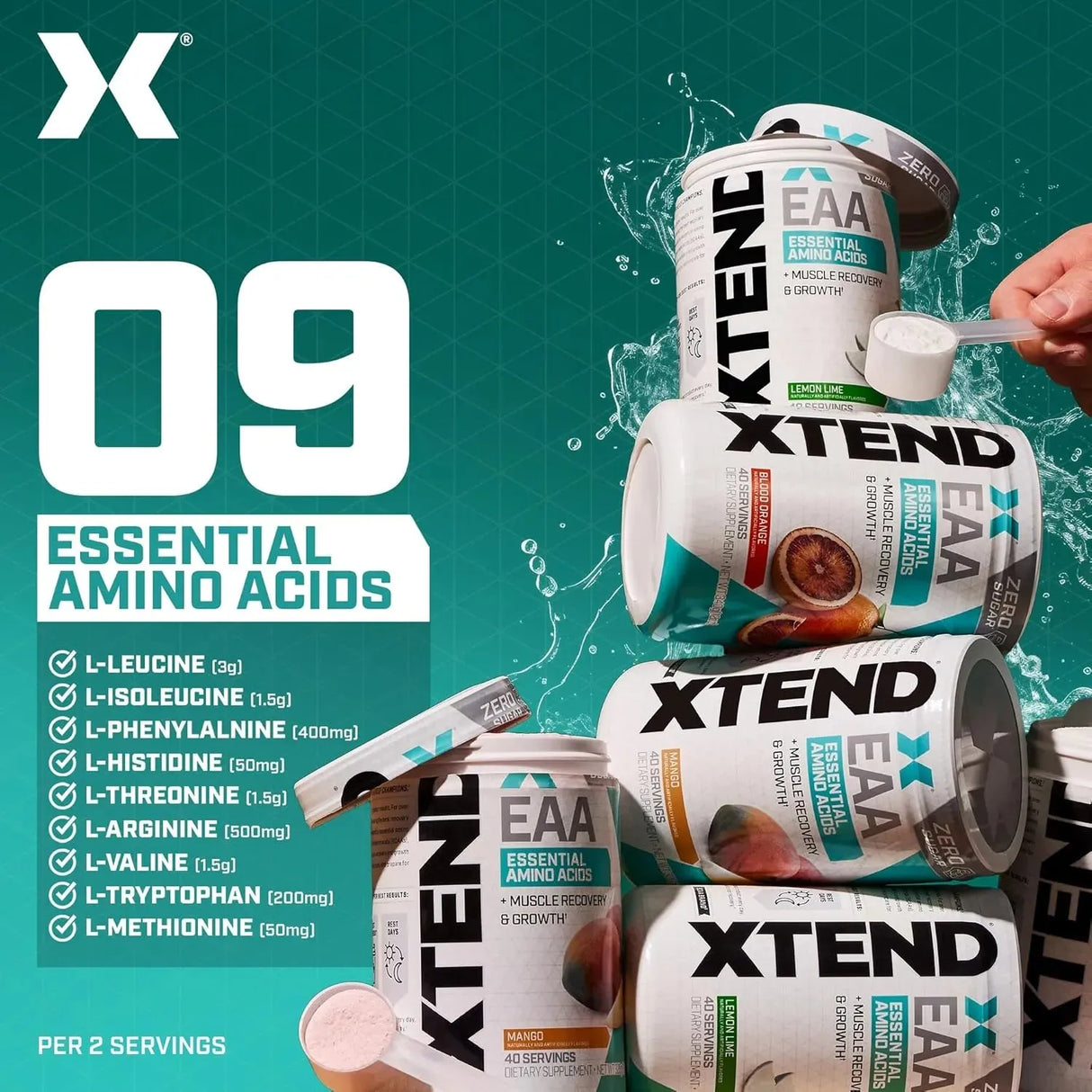 XTEND - XTEND EAA + BCAA Powder Lemon Lime 40 Servicios 340Gr. - The Red Vitamin MX - Suplementos Alimenticios - {{ shop.shopifyCountryName }}