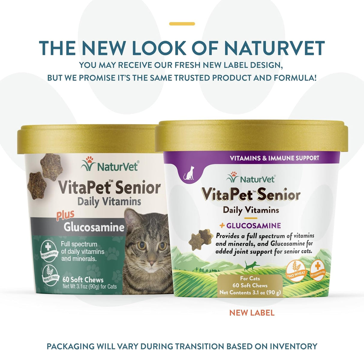 NaturVet VitaPet Senior Daily Vitamins for Cats 60 Masticables