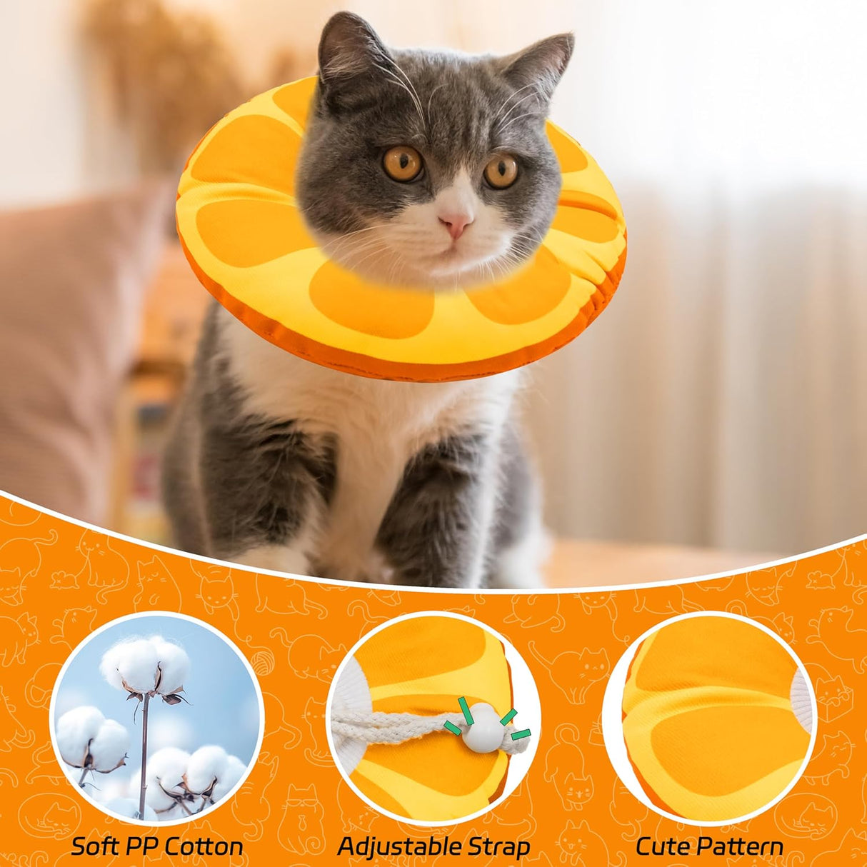 Seyezo Cat Cone Collar Soft Orange Medium