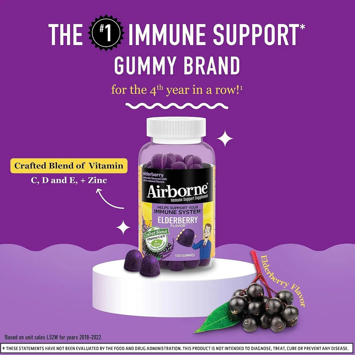 AIRBORNE - Airborne Elderberry + Zinc & Vitamin C Gummies 130 Gomitas - The Red Vitamin MX - Suplementos Alimenticios - {{ shop.shopifyCountryName }}